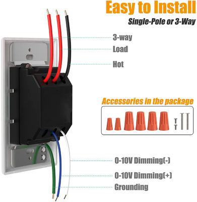 3 Way Wall Mount Dimmer Switch 0 - 10V LED Panel Light Dimmer Switch Rocker Switch