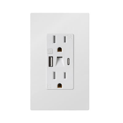 Plastic USB Power Outlets 15A 125V Power Outlet With Night Light