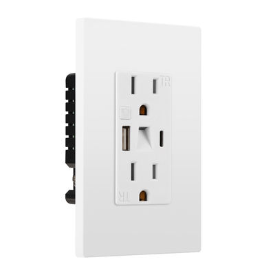 20W Night Light USB Outlet Plastic PD Wall Outlet For Quick Charging