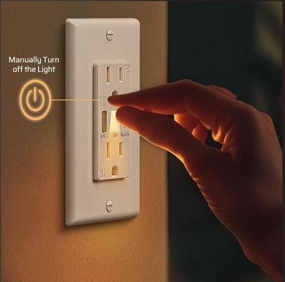 Tamper Resistant Type C USB Outlet 15A Wall Outlet With Night Light 0.2W
