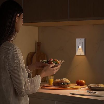 Home 15A Night Light USB Outlet 60Hz Wall USB Sockets With Type C Night Light Illumination
