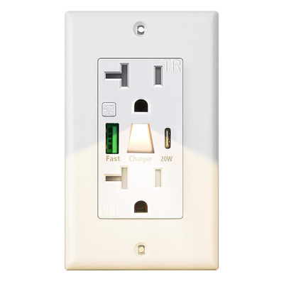 20A 125V Double Switched Sockets Tamper Resistant USB C Wall Outlet