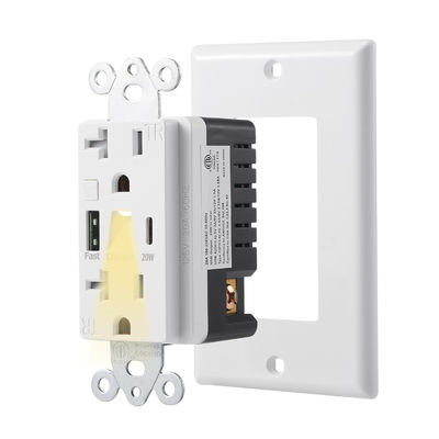 20A 125V Double Switched Sockets Tamper Resistant USB C Wall Outlet