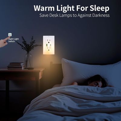 2700K Night Light USB Outlet 125V AC 15A USB C Outlet Tamper Resistant