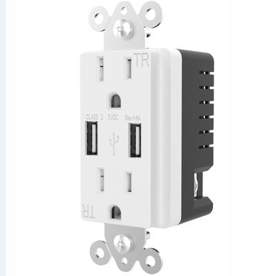 ETL Listed USB Wall Outlet 5V 4.8A Dual USB Wall Outlet For Hotels