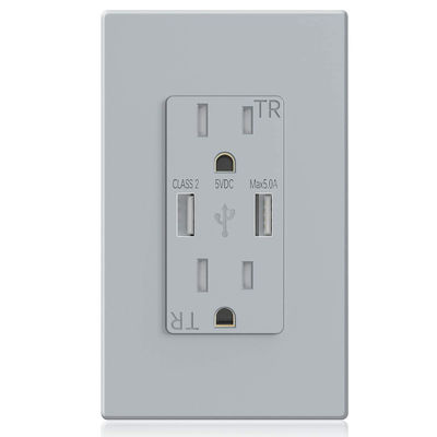 Tamper Resistant Fast Charging USB Socket Wall Mounted 15A 120V Outlet