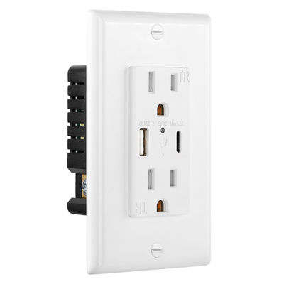 120V USB Wall Outlet White Tamper Resistant Receptacles USB And Type C
