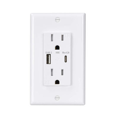 120V USB Wall Outlet White Tamper Resistant Receptacles USB And Type C