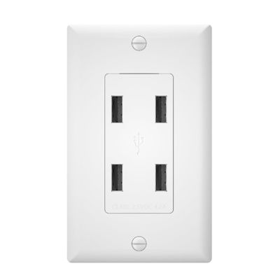 Wall Mounted 4 Port USB Outlet 125V AC 60Hz USB Wall Mounted Socket