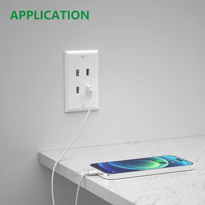 Wall Mounted 4 Port USB Outlet 125V AC 60Hz USB Wall Mounted Socket