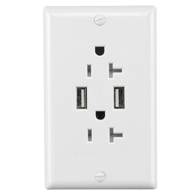 PC ABS Material USB Wall Outlet Tamper Resistant Dual USB Wall Socket