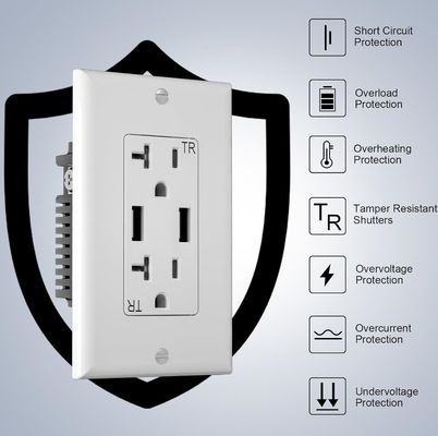 PC ABS Material USB Wall Outlet Tamper Resistant Dual USB Wall Socket