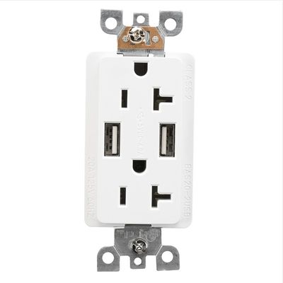 PC ABS Material USB Wall Outlet Tamper Resistant Dual USB Wall Socket