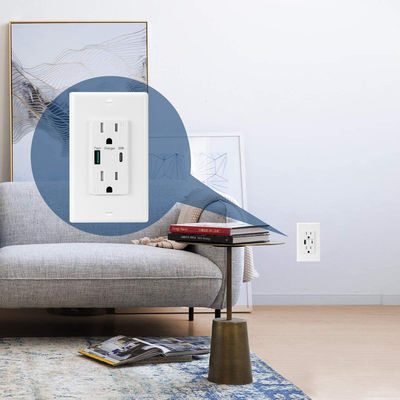 QC3.0 PD3.0 Fast Charing USB Wall Outlet AC125V 60Hz USB C PD Socket