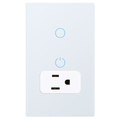 IOS / Android Compatibility Wifi Wall Socket 15A Smart Wall Outlets With 1 Gang Wifi Switch