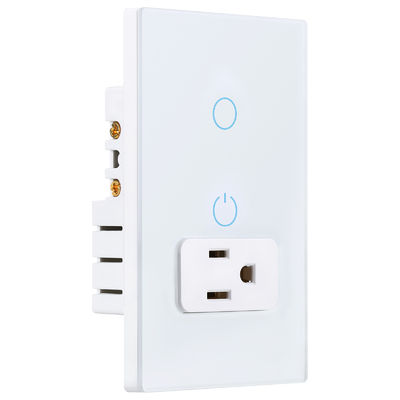 IOS / Android Compatibility Wifi Wall Socket 15A Smart Wall Outlets With 1 Gang Wifi Switch