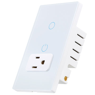 IOS / Android Compatibility Wifi Wall Socket 15A Smart Wall Outlets With 1 Gang Wifi Switch