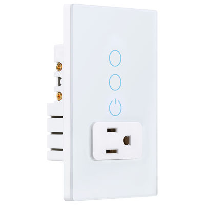 Glass Touch Wifi Smart Socket Switch 2.4GHz 2 Gang WiFi Socket For Smart Home Control