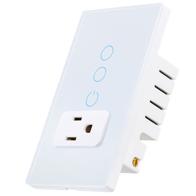 Glass Touch Wifi Smart Socket Switch 2.4GHz 2 Gang WiFi Socket For Smart Home Control