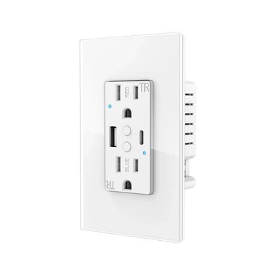 White Tuya Smart Socket 100V - 240V Wifi Wall Sockets With USB Type C