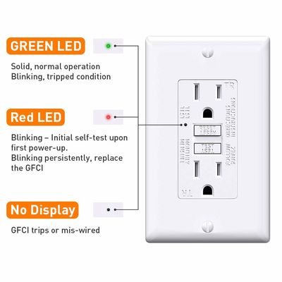 Weather Resistant GFCI Wall Outlets 125V 60Hz Self Ground Outlet For Electrical Safety And Efficiency