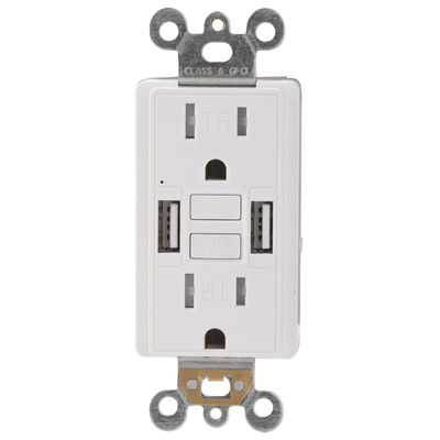 Tamper Resistant Ground Fault Circuit Interrupter 120V Ground Fault Receptacle With USB Power Outlet