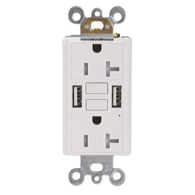 120V 60Hz GFCI Electrical Outlet 20A GFCI USB Receptacles With 5V 2.4A USB