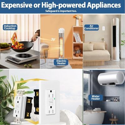 15A 125V 60Hz GFCI Power Outlet Self Grounding Wall Safe Socket