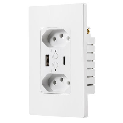 Annatel Tuya Wifi Socket 110V - 240V Brazilian Wall Outlet With USB And Type C Socket