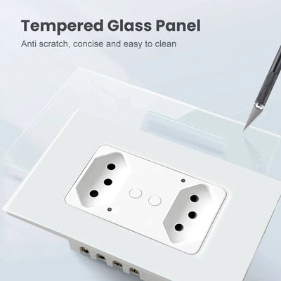 Tempered Glass Plate Brazilian Power Socket Fireproof Smart Double Socket 10A