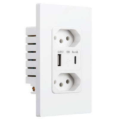 Standard Grounding Brazilian Power Socket Plastic USB Power Sockets 10A Safe Charging