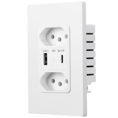 Standard Grounding Brazilian Power Socket Plastic USB Power Sockets 10A Safe Charging