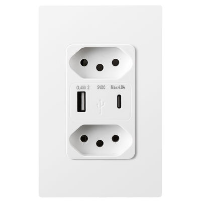 110V - 240V Brazil Wall Socket 10A USB Wall Sockets With 2 USB 5V 2.4A Output