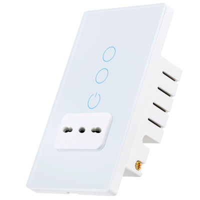 10A Italian Wall Socket 50Hz / 60Hz 2 Gang Wifi Switch With Socket