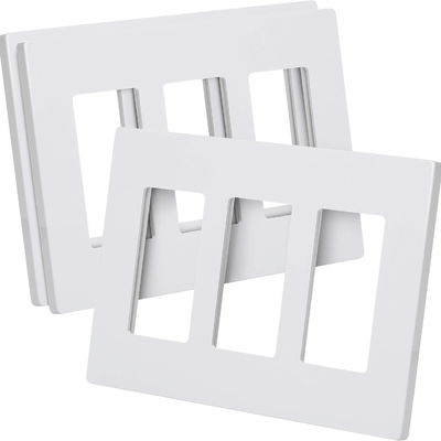 Glossy Finish Triple Gang Wall Plate Screwless 3 Gang Face Plate Rectangular For Wall Socket