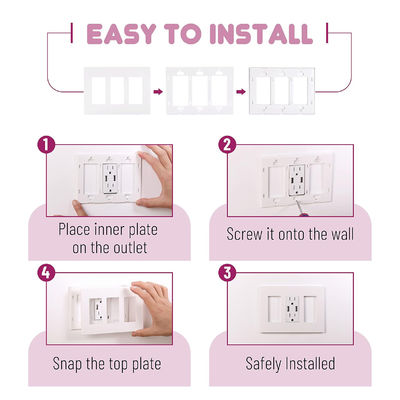 Glossy Finish Triple Gang Wall Plate Screwless 3 Gang Face Plate Rectangular For Wall Socket