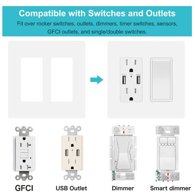 Plastic Switch Wall Plate White Screwless Outlet Covers For US Socket