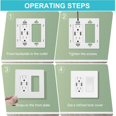 Plastic Switch Wall Plate White Screwless Outlet Covers For US Socket
