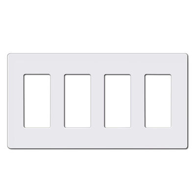 White 4 Gang Wall Plates Plastic Screwless Wall Plates For Socket Switch Cover