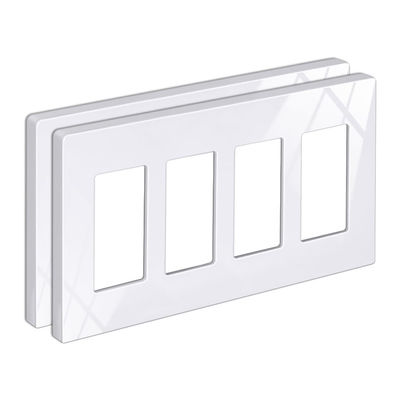 White 4 Gang Wall Plates Plastic Screwless Wall Plates For Socket Switch Cover
