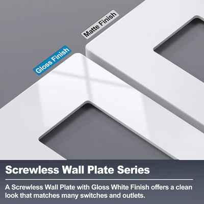White 4 Gang Wall Plates Plastic Screwless Wall Plates For Socket Switch Cover