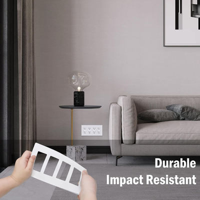 White 4 Gang Wall Plates Plastic Screwless Wall Plates For Socket Switch Cover