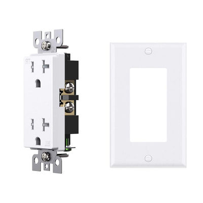 20 Amp Decorator Receptacle Plastic Wall Outlet Socket 125V 60Hz
