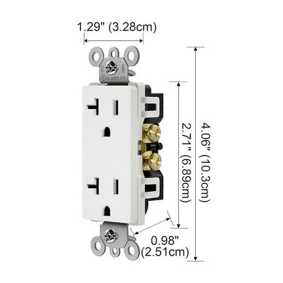 20 Amp Decorator Receptacle Plastic Wall Outlet Socket 125V 60Hz