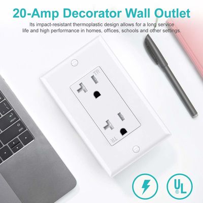 20 Amp Decorator Receptacle Plastic Wall Outlet Socket 125V 60Hz