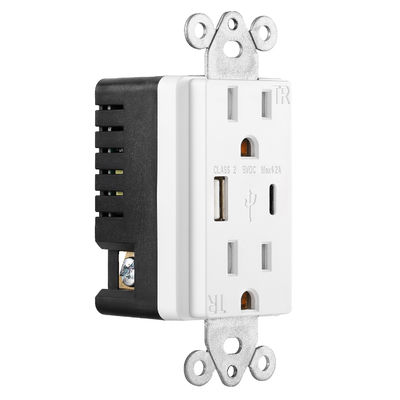 120V USB Wall Outlet White Tamper Resistant Receptacles USB And Type C