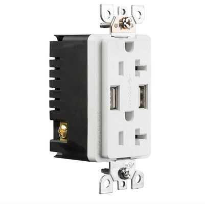 PC ABS Material USB Wall Outlet Tamper Resistant Dual USB Wall Socket