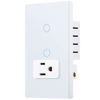 IOS / Android Compatibility Wifi Wall Socket 15A Smart Wall Outlets With 1 Gang Wifi Switch