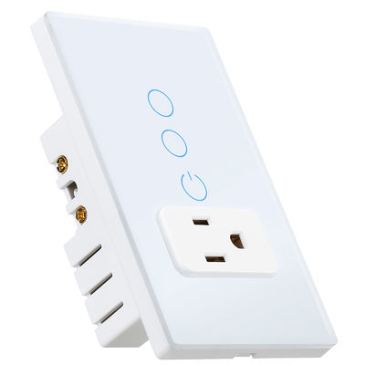 Glass Touch Wifi Smart Socket Switch 2.4GHz 2 Gang WiFi Socket For Smart Home Control
