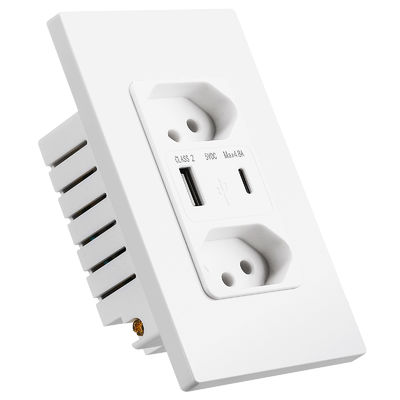 110V - 240V Brazil Wall Socket 10A USB Wall Sockets With 2 USB 5V 2.4A Output